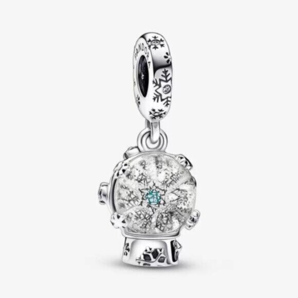 Pandora Snowflake Snow Globe Dangle Charm - Picture 1 of 4